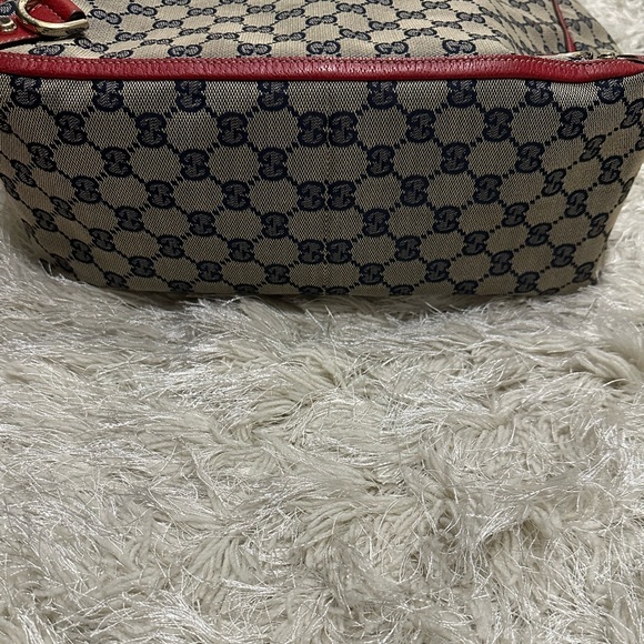 Vintage Gucci Large Abbey D Ring Tote - Red/Navy Blue - Picture 11 of 16